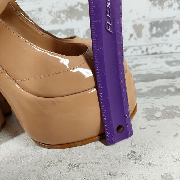 New Schutz Zayne New Pressego Tan Patent Leather Platform Mary Jane Pumps T34 - Picture 10 of 15